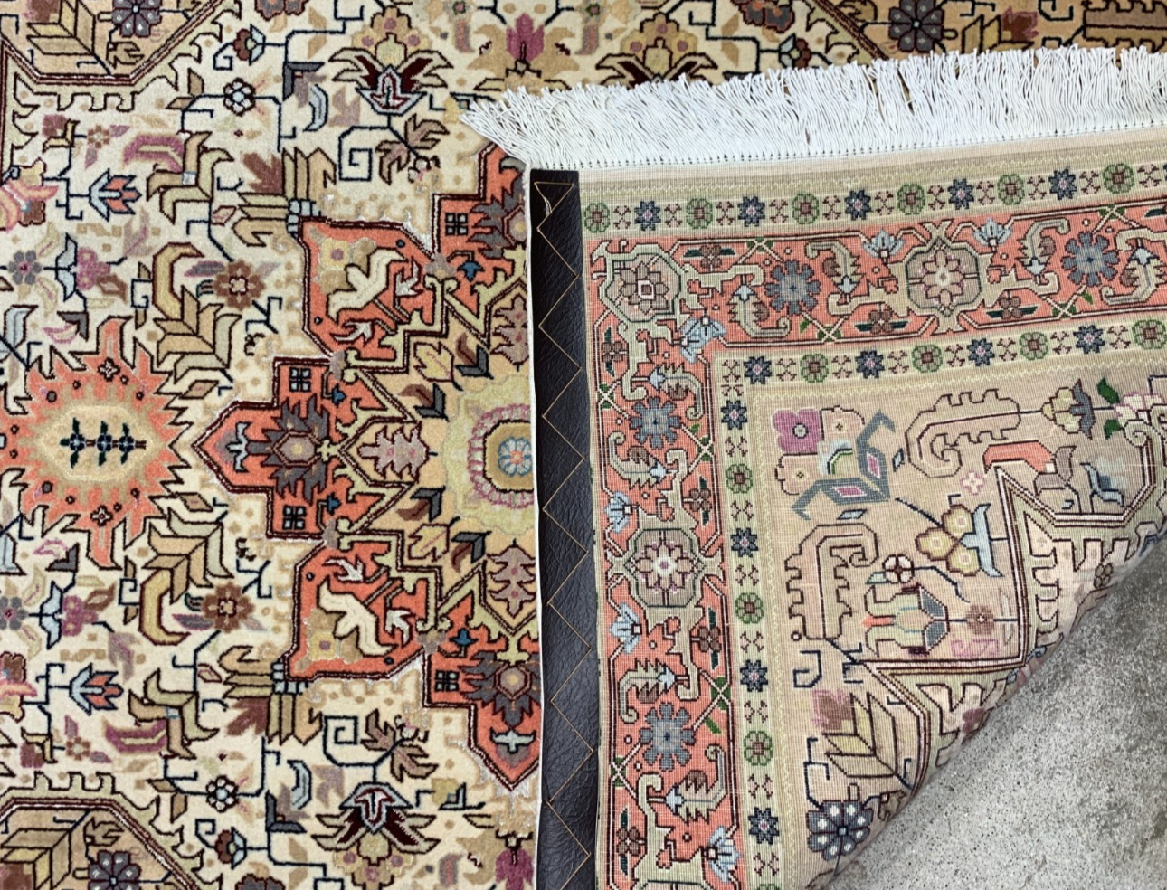 3'4"x4'10'' Hand-Knotted Silk & Wool  Pile Tabrize Area Rug