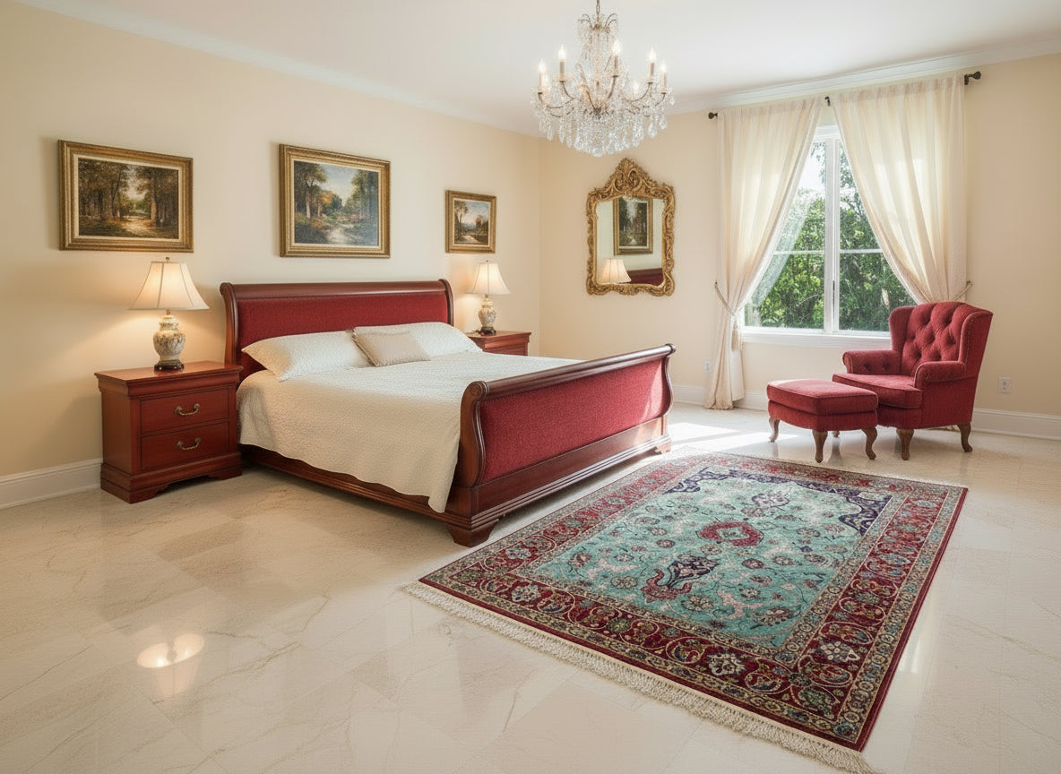 Collector Item-Fine 3'7"x5'9" Antique Hand-Knotted 100% Wool Isfahane Prayer Rug