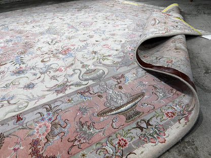 8'3"x11'7" Extremely Fine Hand-Knotted Wool & Silk Tabrize Area Rug - Signed