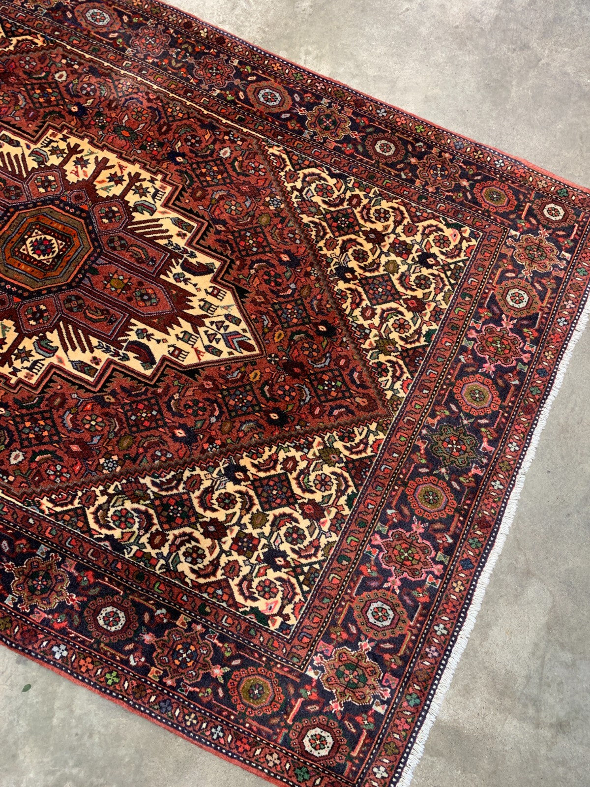 4'2"x6'6" Hand-Knotted 100% Wool Pile Bijare Gholtoghe Carpet - Area Rug