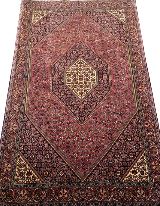 3'7"x5'9" Hand-Knotted 100% Wool Pile Bijare Carpet - Area Rug