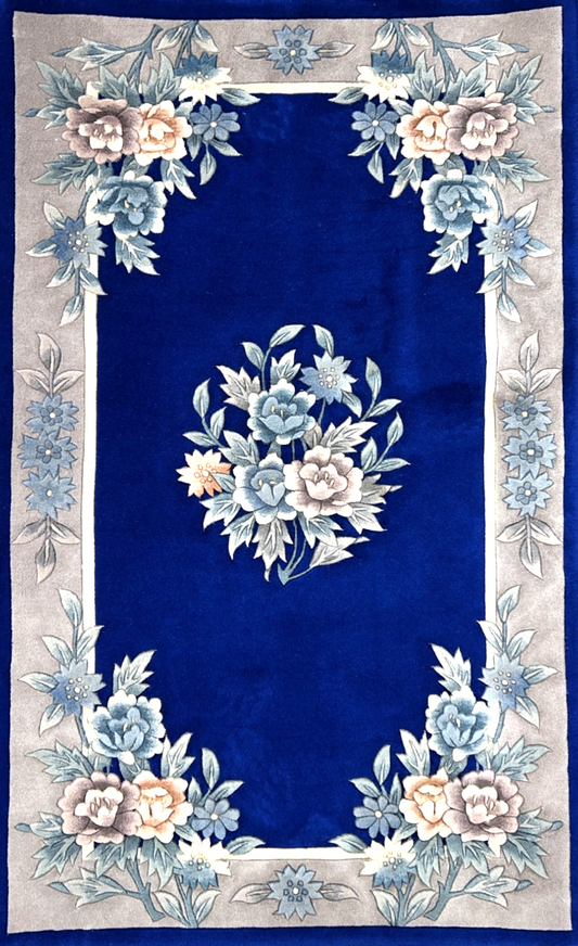 3'x5' Hand-Knotted 100% Wool Pile Art-Deco Area Rug - Carpet