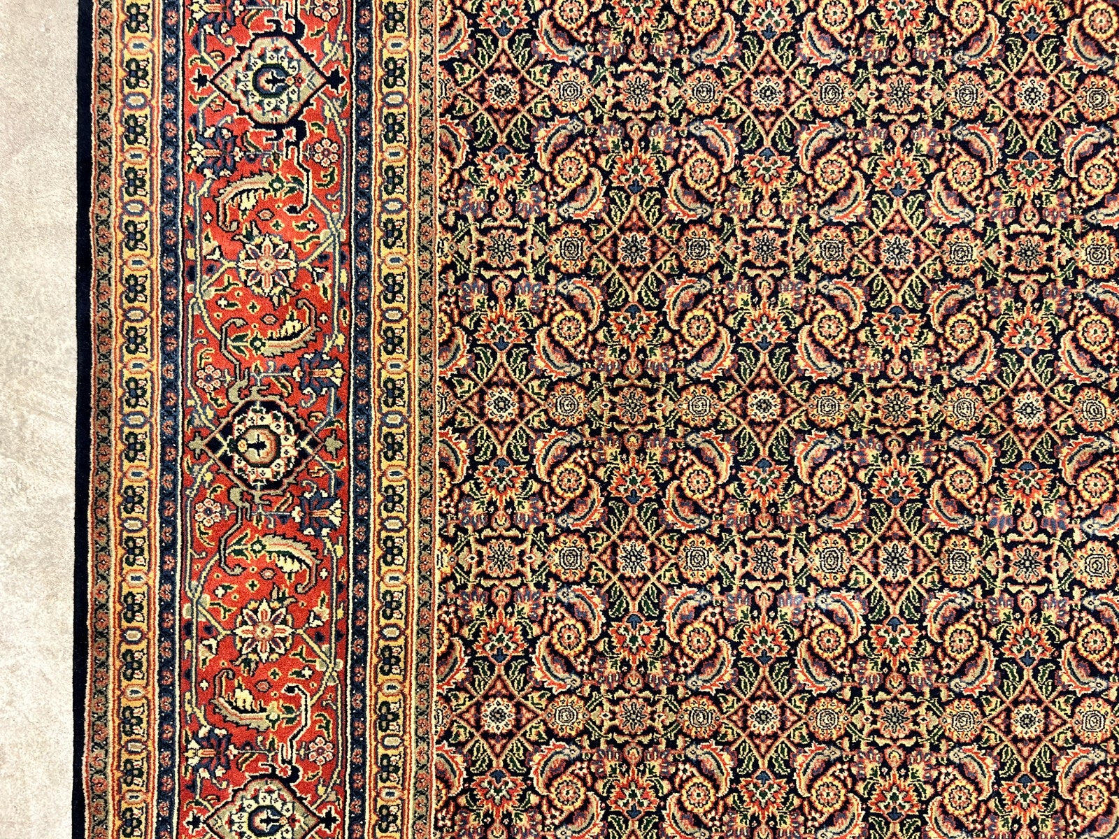 9'x12' Fine Hand-Knotted 100% Wool Pile Herati Design Carpet - Area Rug