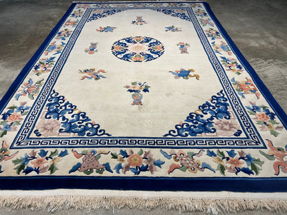 6'x9' Vintage Hand-Knotted Wool Oriental Art Deco Rug - Area Carpet