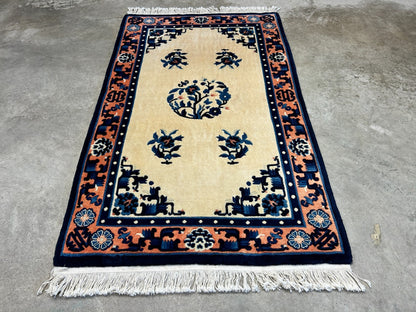 3'x5' Hand-Knotted 100% Wool Pile Art Deco Rug