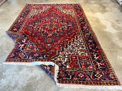 7'8"x11'5" Hand-Knotted 100% Wool Pile Herize Rug