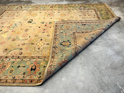 9'x12' Hand-Knotted 100% Wool Pile Hamadane Design Carpet - Area Rug