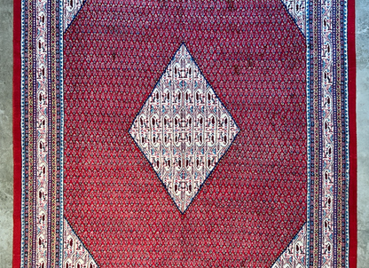 8'5"x12'1" Hand-Knotted 100% Wool Pile Hamadane Rug