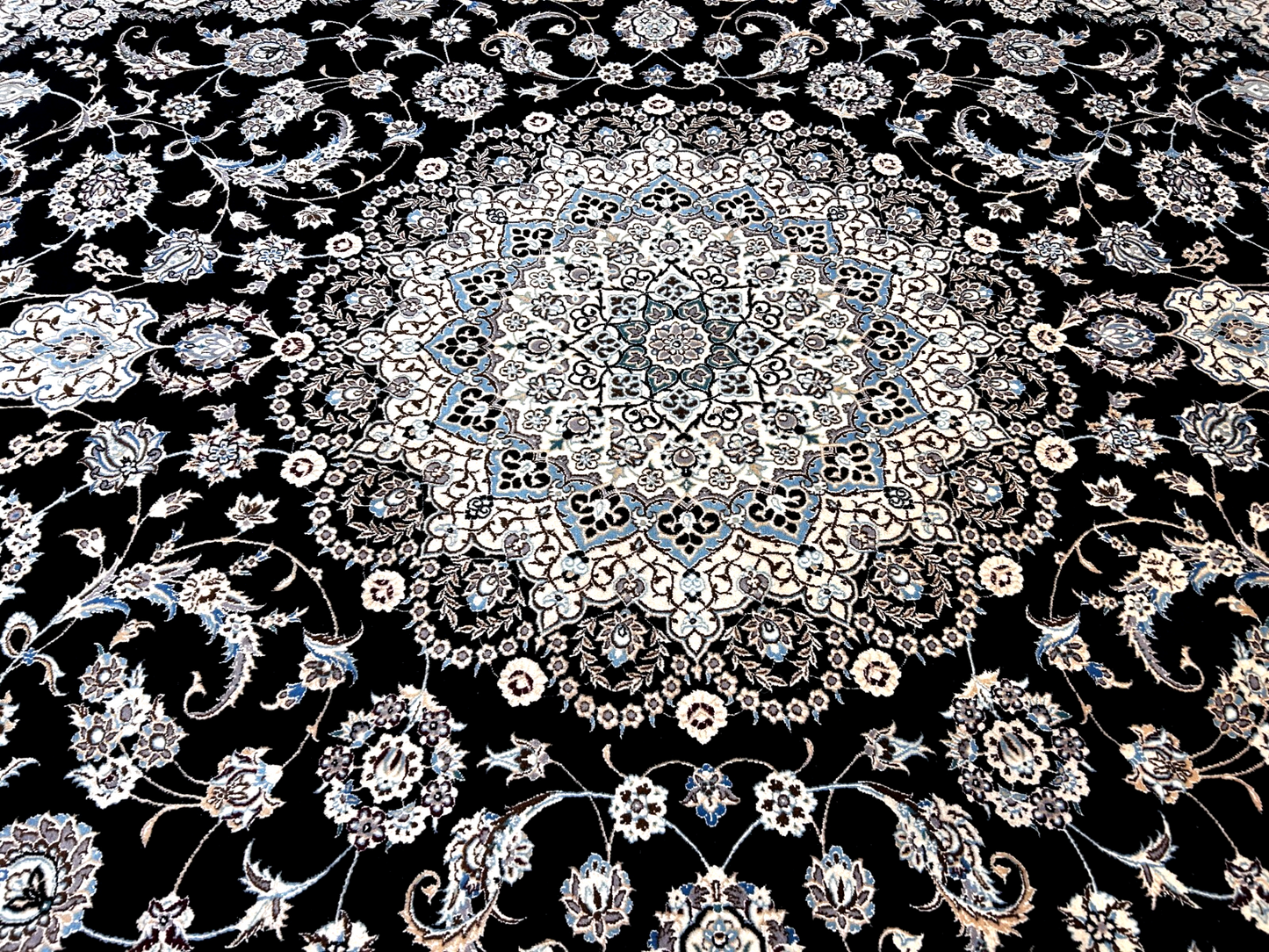  8'3"x11'10'' Very Fine Silk & Wool Habibian Naine Area Rug - Area Carpet