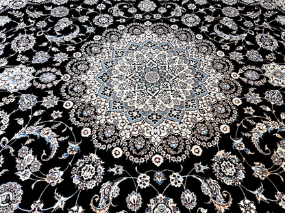  8'3"x11'10'' Very Fine Silk & Wool Habibian Naine Area Rug - Area Carpet