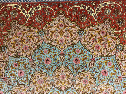 9'9"x13'4" Exquisite Signed Hand-Knotted 100% Silk Qume Rug