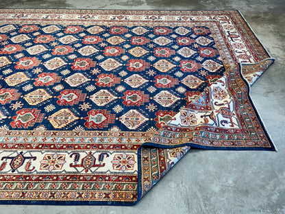 8'9"x11'11" Hand-Knotted 100% Wool Pile Kazak Design Carpet - Area Rug