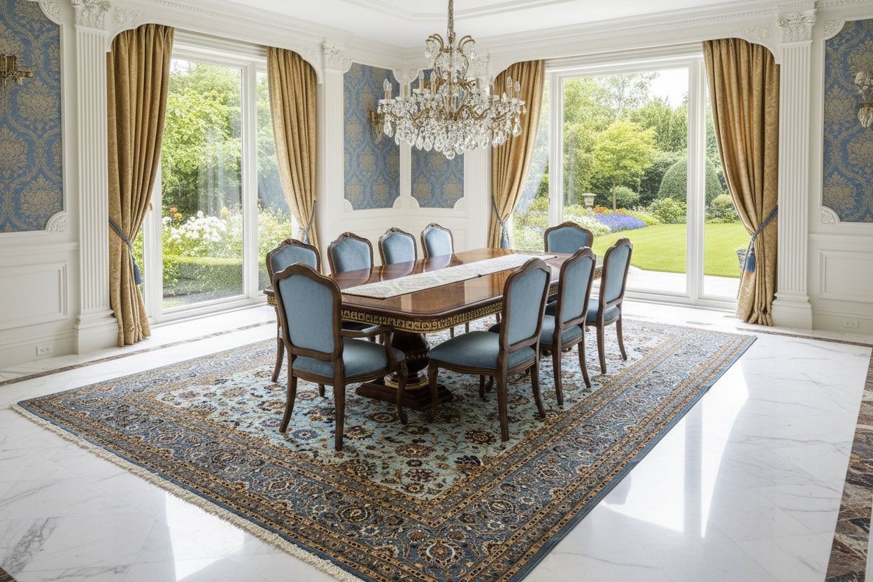 10’8”x14’2” Very Fine Hand-Knotted 100% Wool Pile Kashane Area Rug - Signed