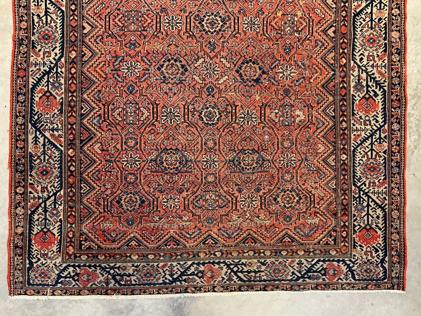 5'1"x6'1" Antique Hand-Knotted 100% Wool Pile Sennehe Area Rug - Carpet