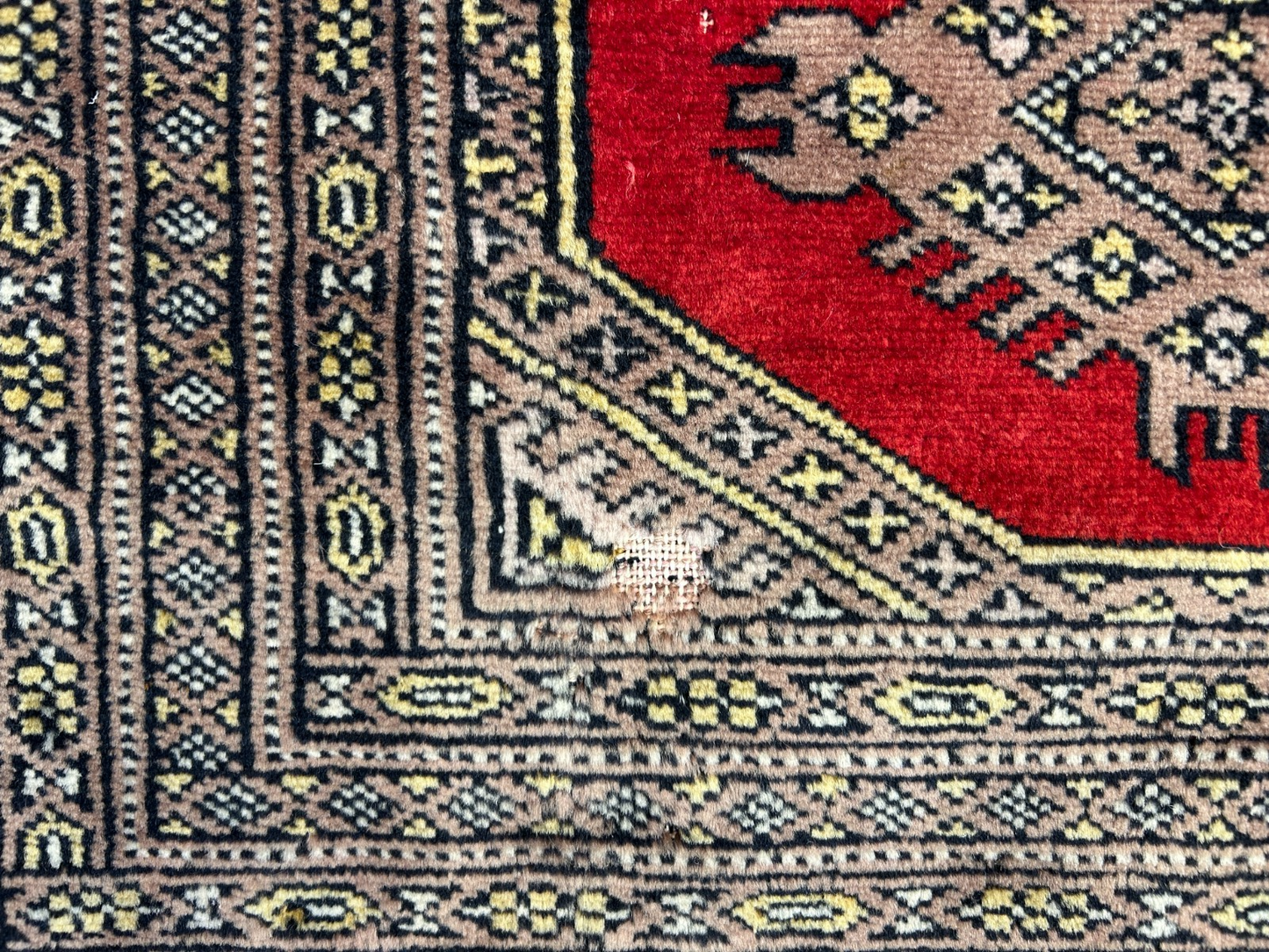 4'2"x6'4" Hand-Knotted 100% Wool Pile Bokhara Area Rug - Carpet