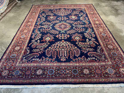 8'9"x12'1" Hand-Knotted 100% Wool Pile IndoSarouke Rug