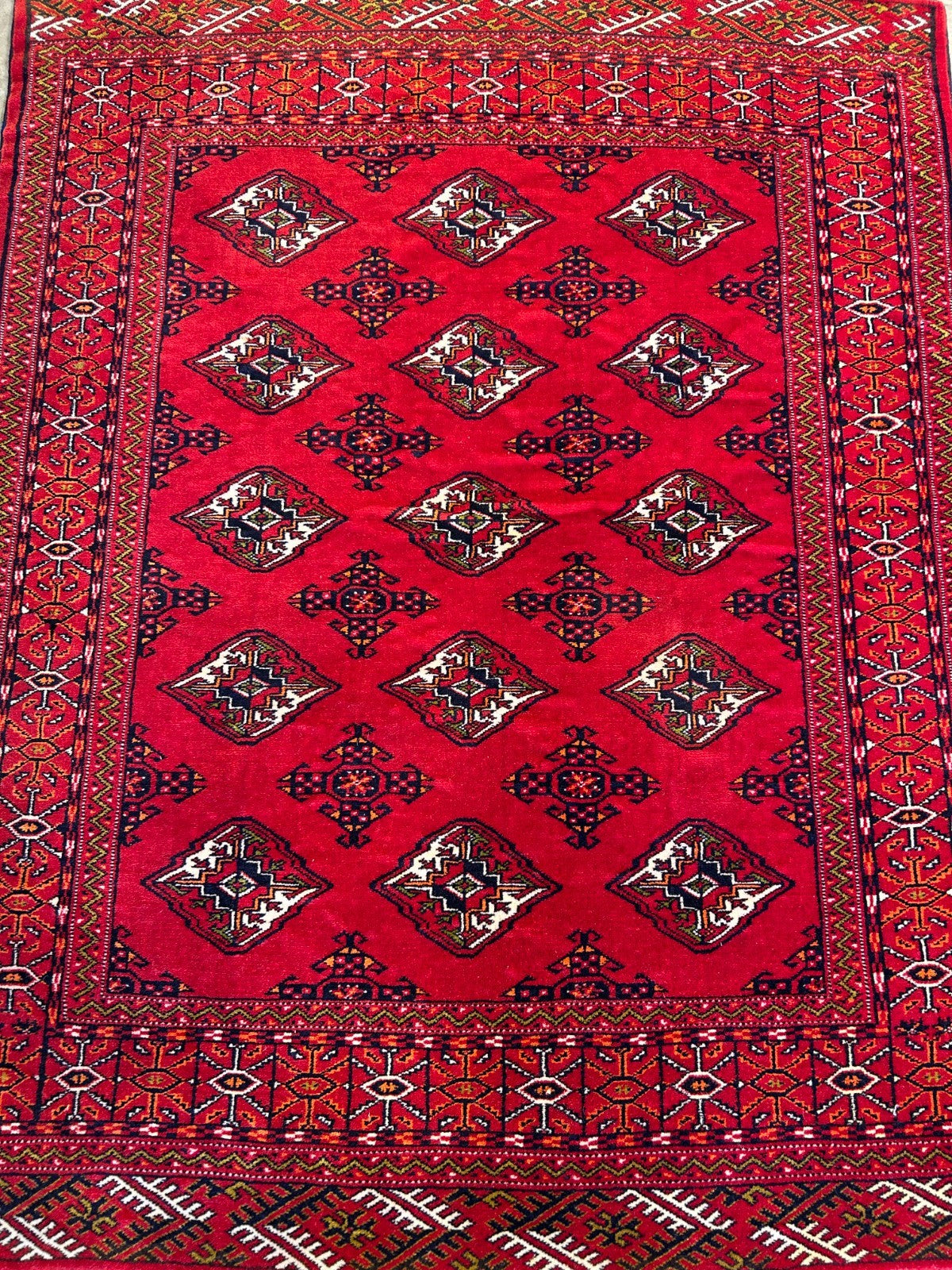 3'8"x4'8" Hand-Knotted 100% Wool Pile Bokhara Rug - Carpet