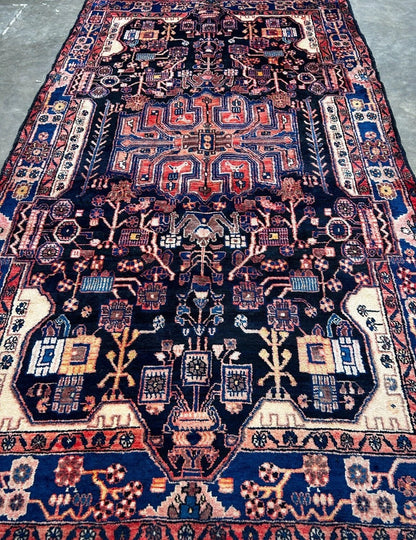 5'4" x 9'8'' Hand-Knotted 100% Lamb Wool Pile Nahavande Area Rug - Carpet