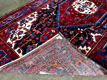 5'8" x 10'11" Hand-Knotted 100% Lamb Wool Pile Hamadane Area Rug - Carpet