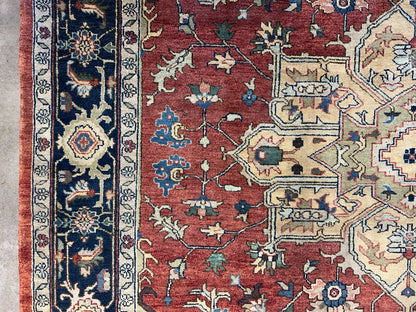 7'3"x10'3" Fine Hand-Knotted 100% Wool Pile IndoHeriz Rug