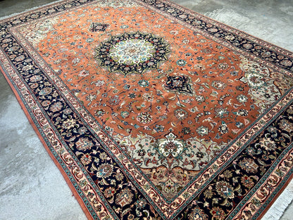 6'9"x10'2" Fine Hand-Knotted Wool & Silk Blend Tabrize Carpet - Area Rug