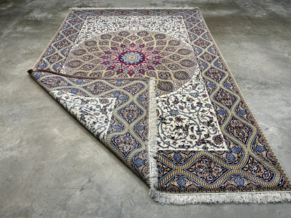 6'6"x10' Extra Fine Hand-Knotted Wool & Silk Isfahane Rug
