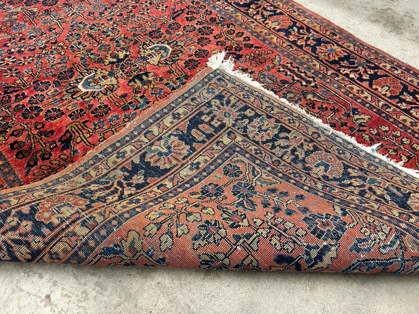 4'9”x6’3” Antique Fine Wool Sarouke Rug Hand-knotted Carpet