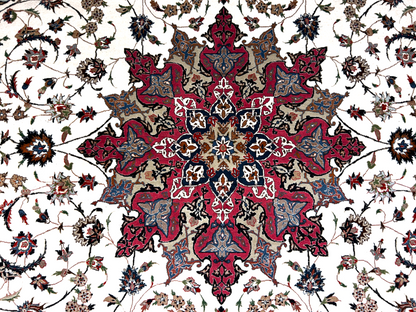 8'2"x11'5'' Very Fine Hand-Knotted Silk & Wool Tabrize Area Rug - Carpet