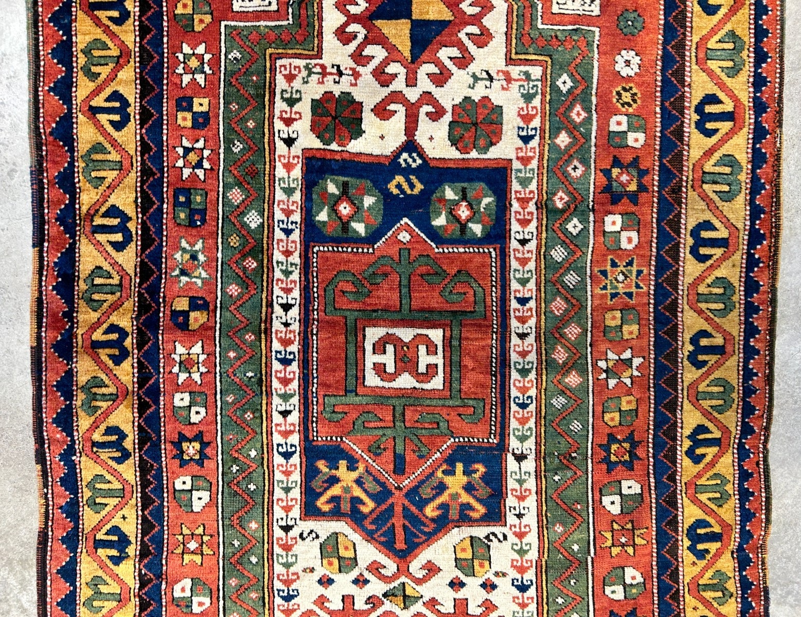 Collector Item -  3'4"x5'6" Antique Hand-Knotted 100% Wool Pile Kazak Rug
