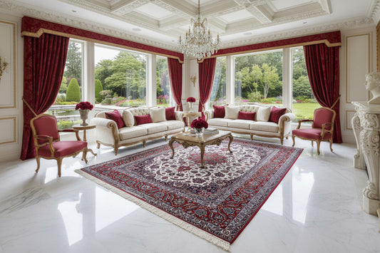 6'9"x9'10" Extra Fine Hand-Knotted Wool & Silk Isfahane Seirafian Rug