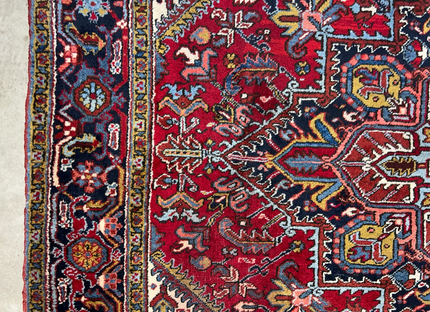 8'2"x10'8" Vintage Hand-Knotted 100% Wool Pile Herize Area Rug - Carpet