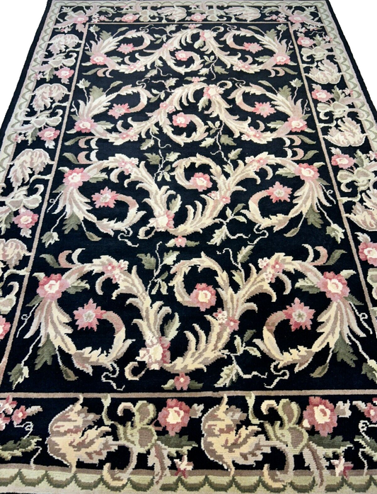 6'x9'2" Hand-Knotted 100% Wool Pile Indo-Tabati Carpet - Area Rug