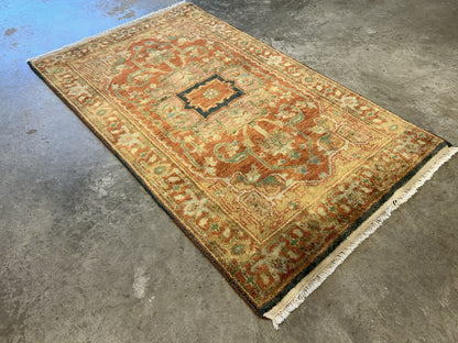 3’x5’ Hand-Knotted 100% Wool Indoserapi Area Rug - Carpet