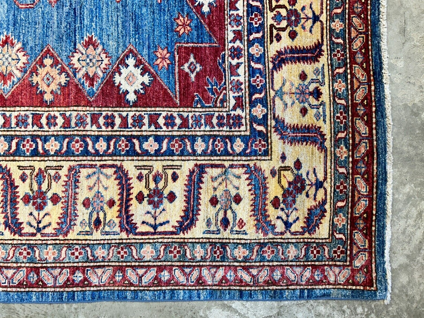 9'6"x11'7" Hand-Knotted 100% Wool Pile Kazak Design Carpet - Area Rug