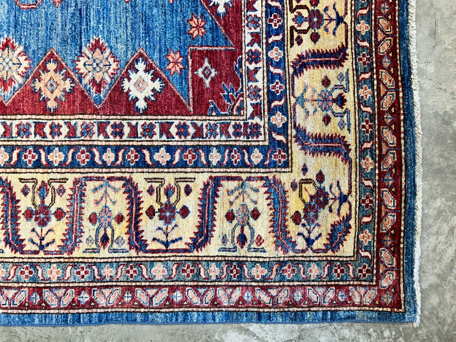 9'6"x11'7" Hand-Knotted 100% Wool Pile Kazak Design Carpet - Area Rug