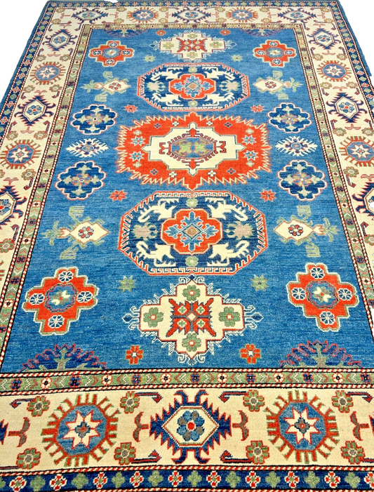 6'x8'8" Hand-Knotted 100% Wool Carpet - Fine Kazak Area Rug