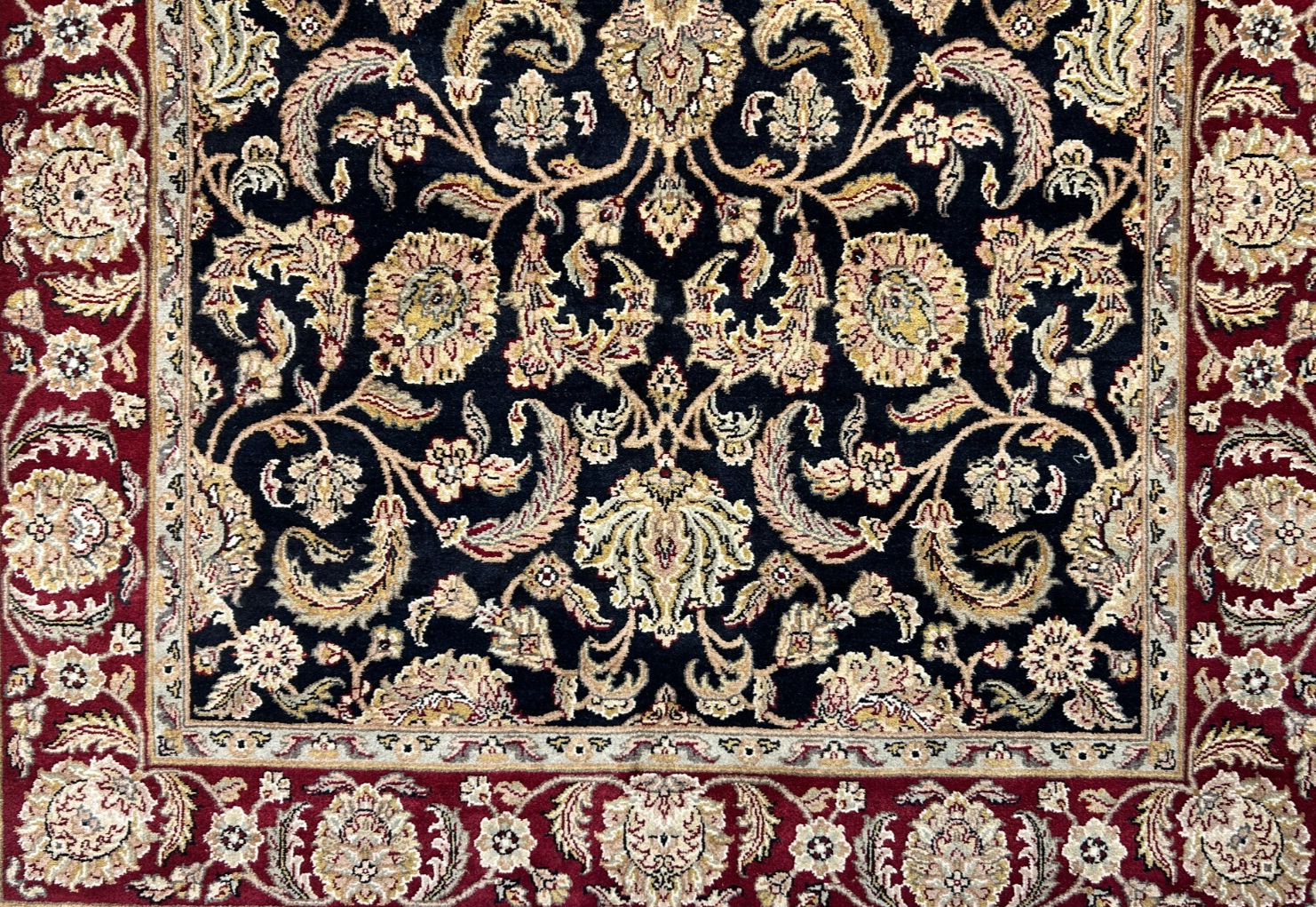 6'2"x9'4'' Hand-Knotted 100% Wool Pile Indo-Agra Area Rug - Area Carpet
