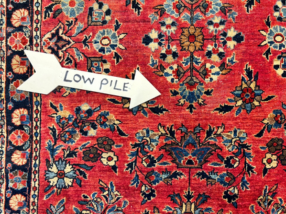 3'4"x4'10" Antique Hand-Knotted 100% Wool Pile Sarouke Mohajeran Rug