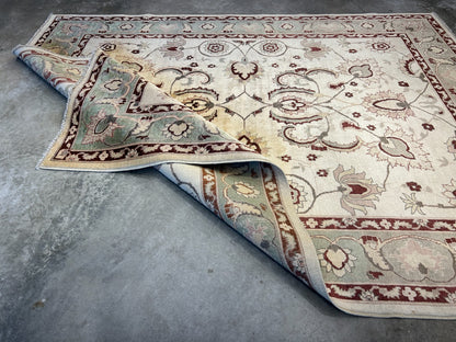 7'1"x9'1" Hand-Knotted 100% Wool Pile Indian Arut Carpet - Area Rug