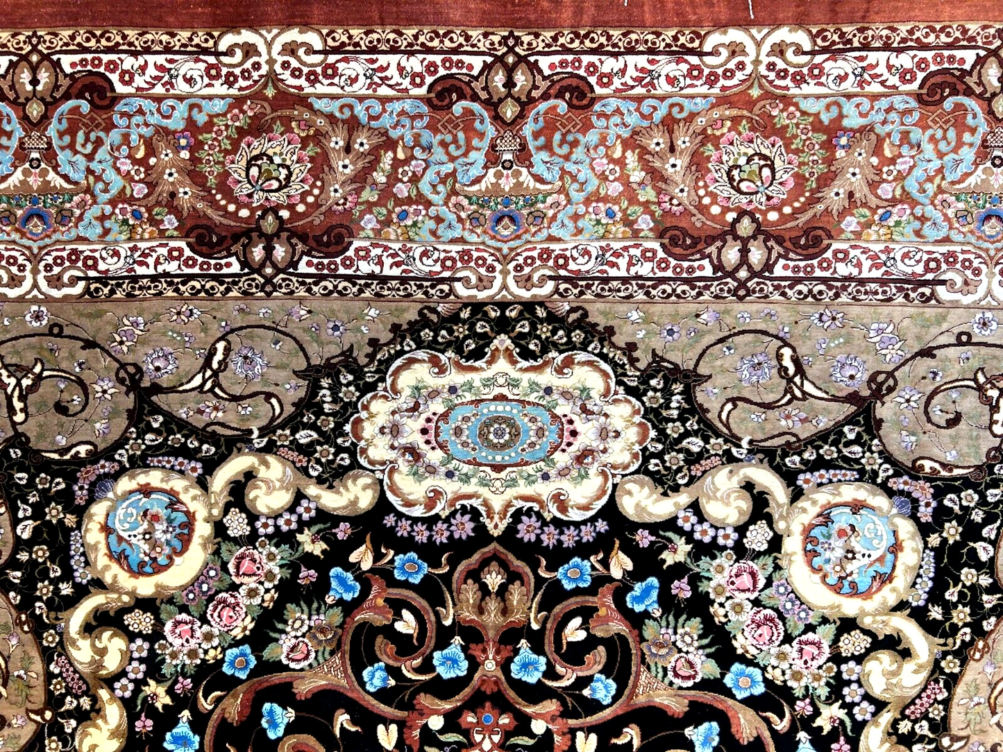 6'6"x9'6" Exquisite Extra-Fine Hand-Knotted 100% Silk Qume Carpet - Area Rug