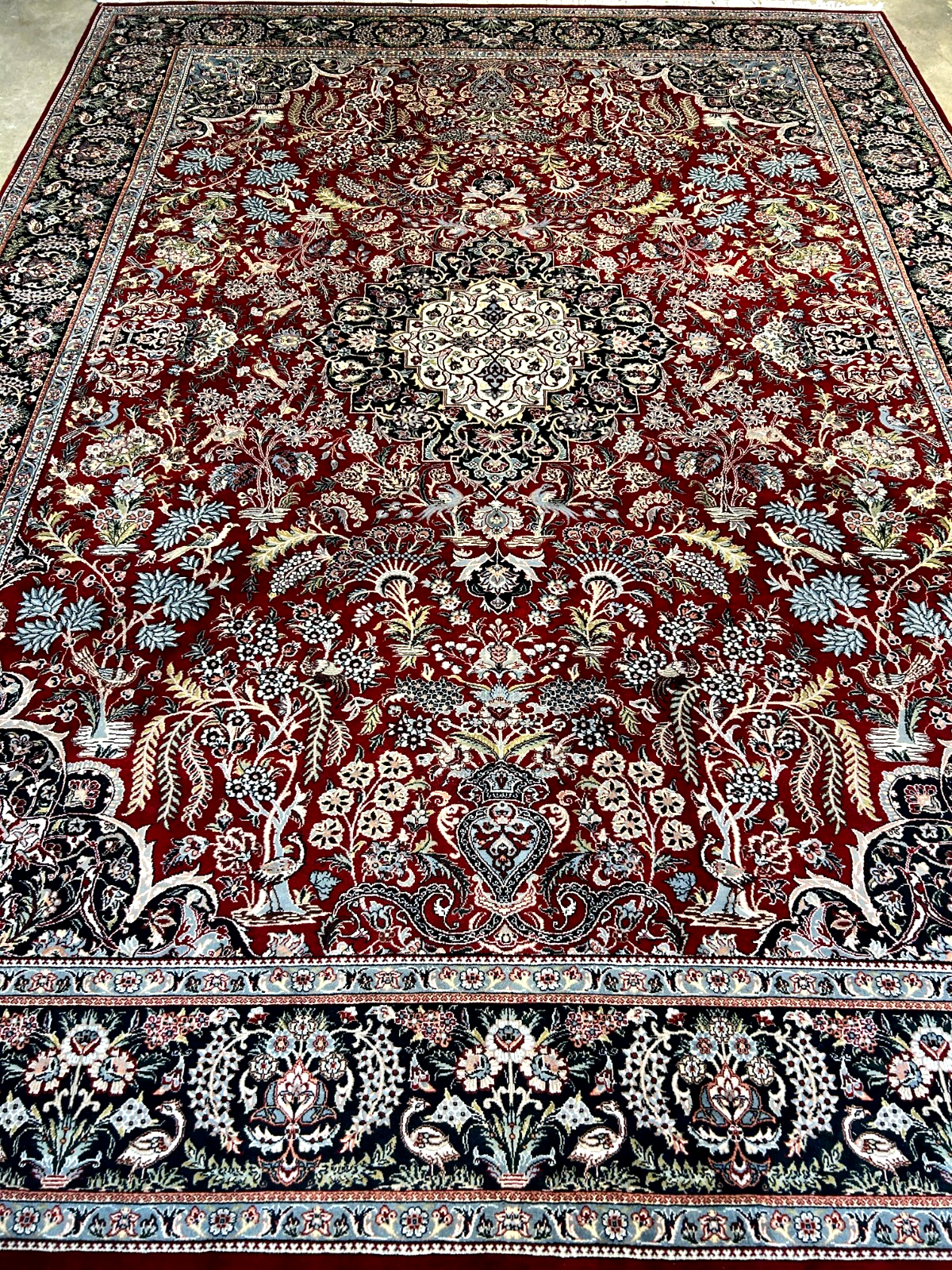 9'1"x12'4" Hand-Knotted 100% Wool Pile Oriental Rug