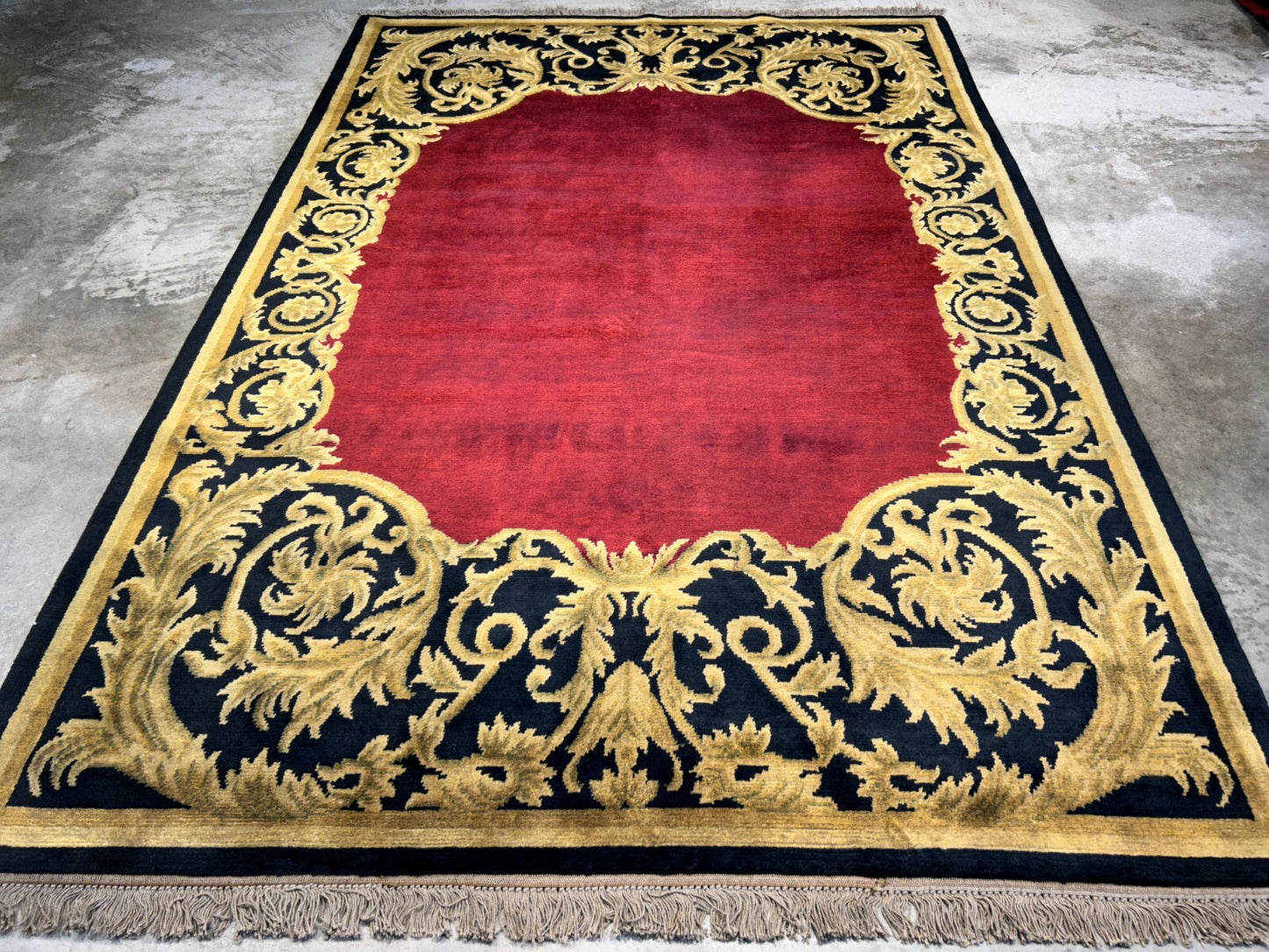 5'11"x8'8'' Hand-Knotted 100% Lamb Wool Pile Tibetan Area Rug - Area Carpet