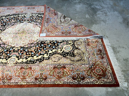 6'6"x9'6" Exquisite Extra-Fine Hand-Knotted 100% Silk Qume Carpet - Area Rug