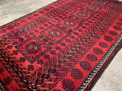 3'4"x5'6'' Hand-Knotted 100% Wool Pile Balouchie Area Rug