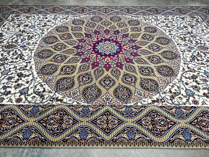 6'6"x10' Extra Fine Hand-Knotted Wool & Silk Isfahane Rug