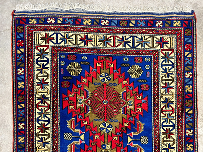 3'6"x5'9" Hand-Knotted 100% Wool Pile Yalamehe Rug