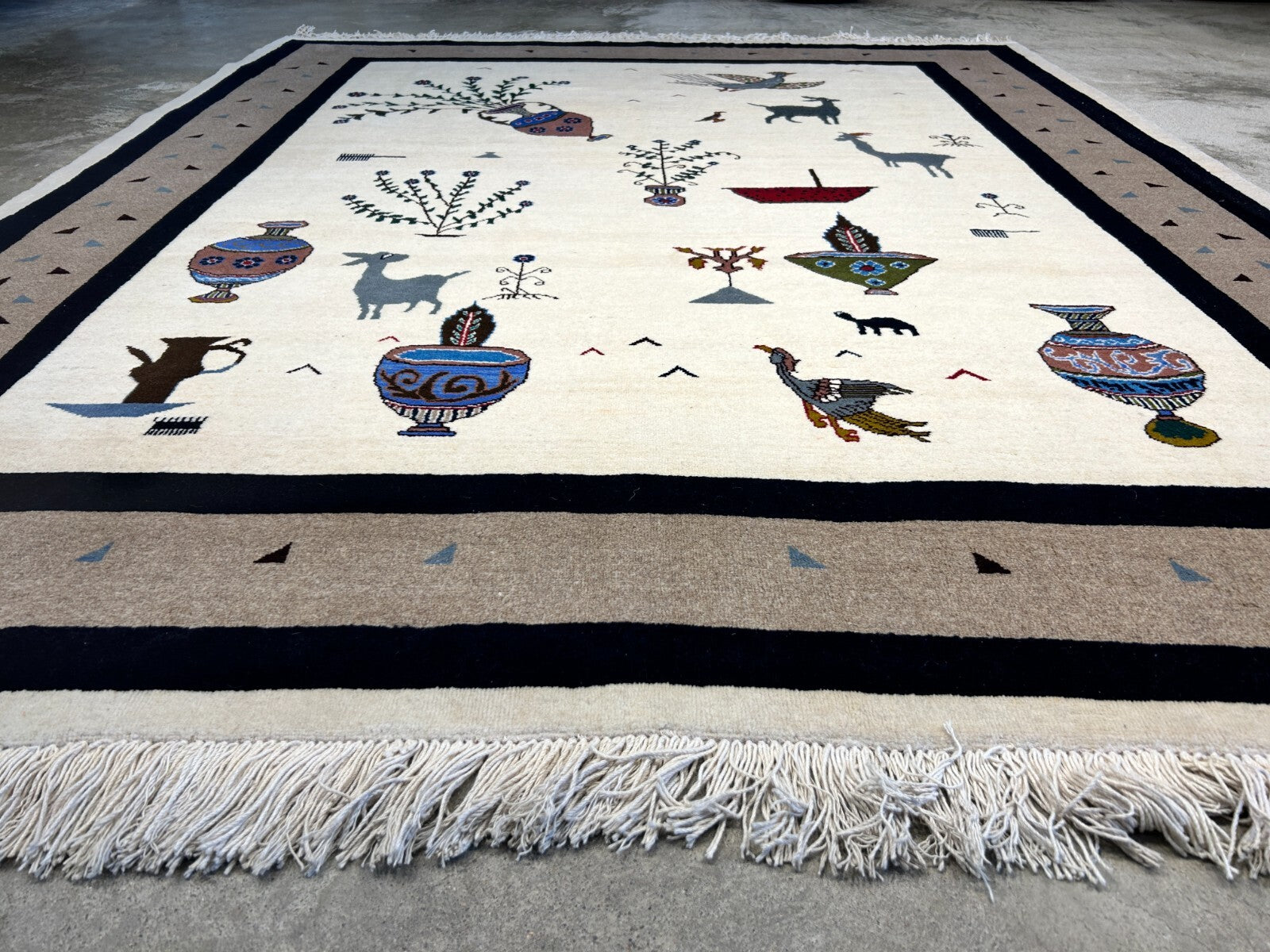 6'6"x9'1" Hand-Knotted 100% Wool Pile Gabeh Carpet - Area Rug