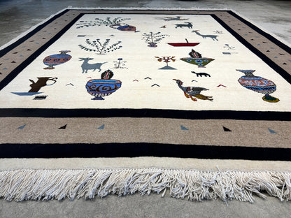 6'6"x9'1" Hand-Knotted 100% Wool Pile Gabeh Carpet - Area Rug