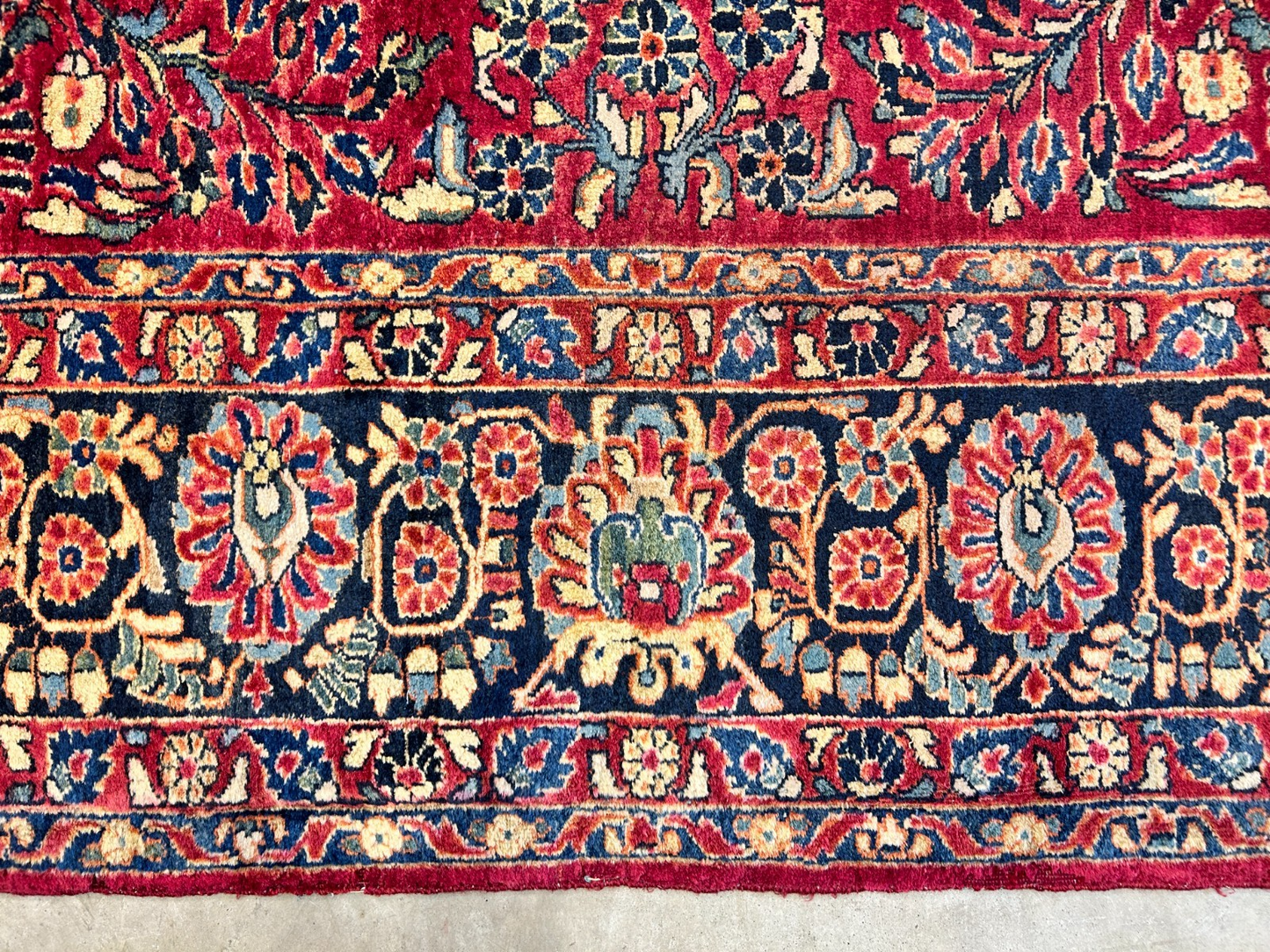 9'3"x12'7" Antique Fine Lamb Wool Sarouke Rug Hand-knotted Carpet