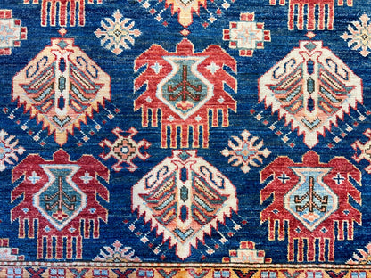 8'9"x11'11" Hand-Knotted 100% Wool Pile Kazak Design Carpet - Area Rug